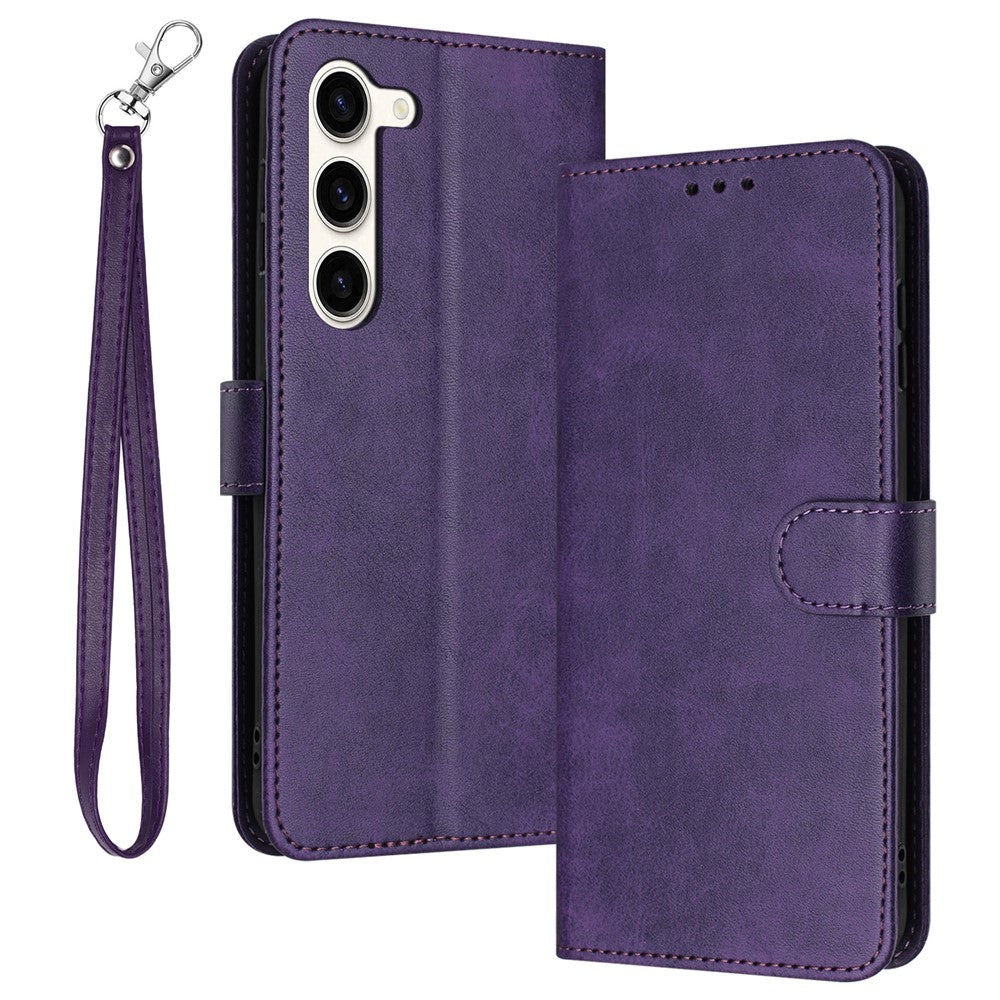 For Samsung Galaxy S23 Mobile Accessories Supplier PU Leather Calf Texture Stand Case Phone Cover
