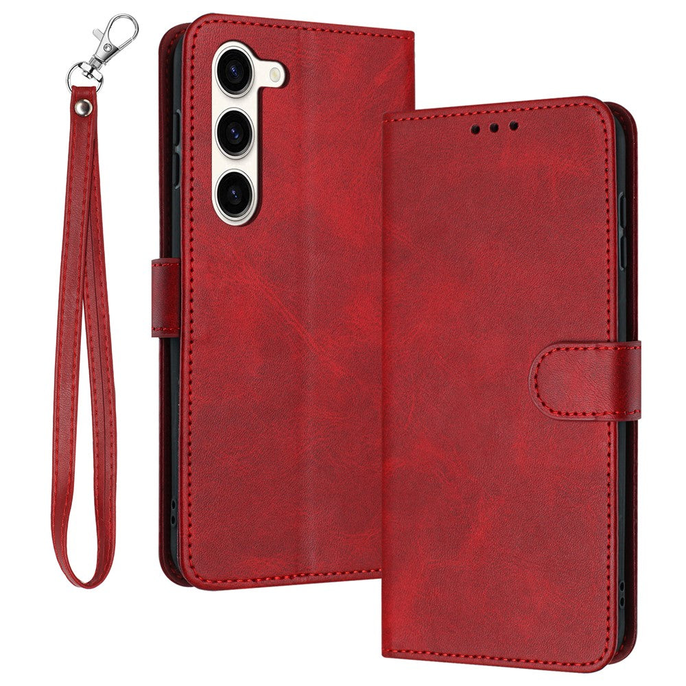 For Samsung Galaxy S23 Mobile Accessories Supplier PU Leather Calf Texture Stand Case Phone Cover