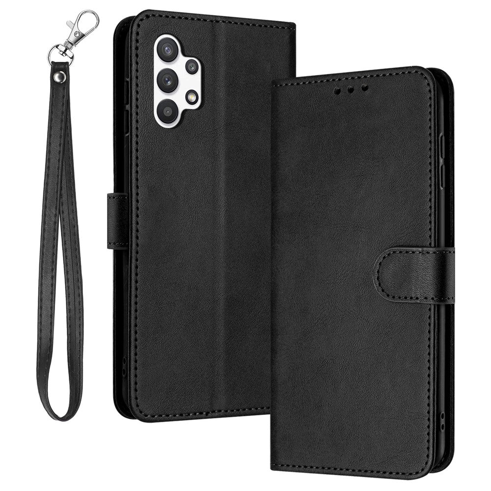 Til Samsung Galaxy A13 4G Fuld Beskyttelsescover Kalveskind Tekstur PU Læder Stand Pung Telefoncover