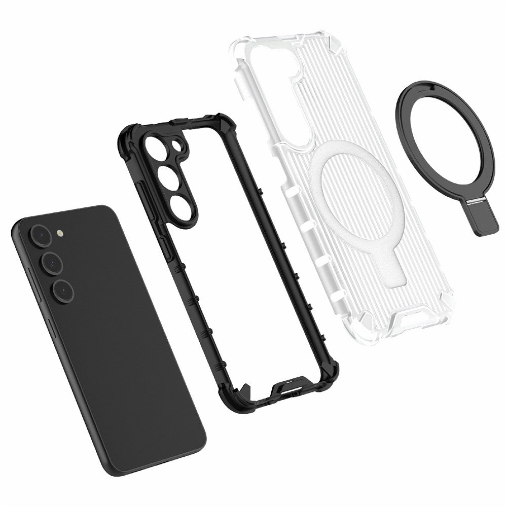 For Samsung Galaxy S23 Case PC+TPU Phone Shell Ring Kickstand Cover Magnetic Case