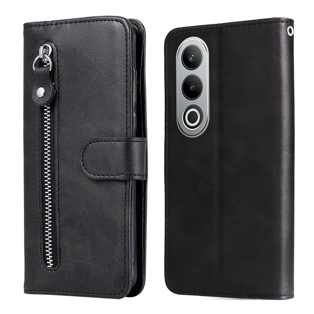 OnePlus Nord CE4 5G / Oppo K12 Skal Kalvstruktur PU-läder Blixtlåsficka Plånboksfodral