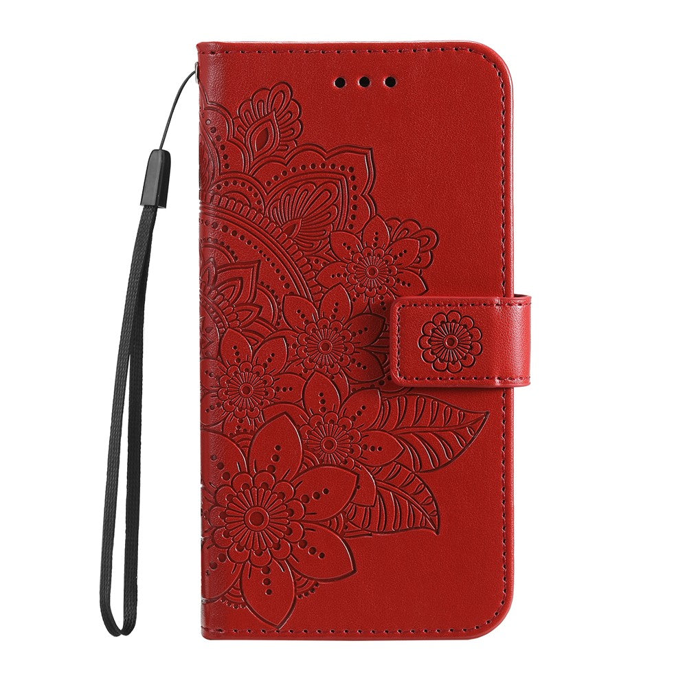 iPhone 17e/16e-skal med blommönster, PU-läder, plånboksfodral, mobilskal