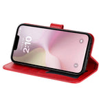 iPhone 17e/16e-skal med blommönster, PU-läder, plånboksfodral, mobilskal