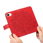 iPhone 17e/16e-skal med blommönster, PU-läder, plånboksfodral, mobilskal