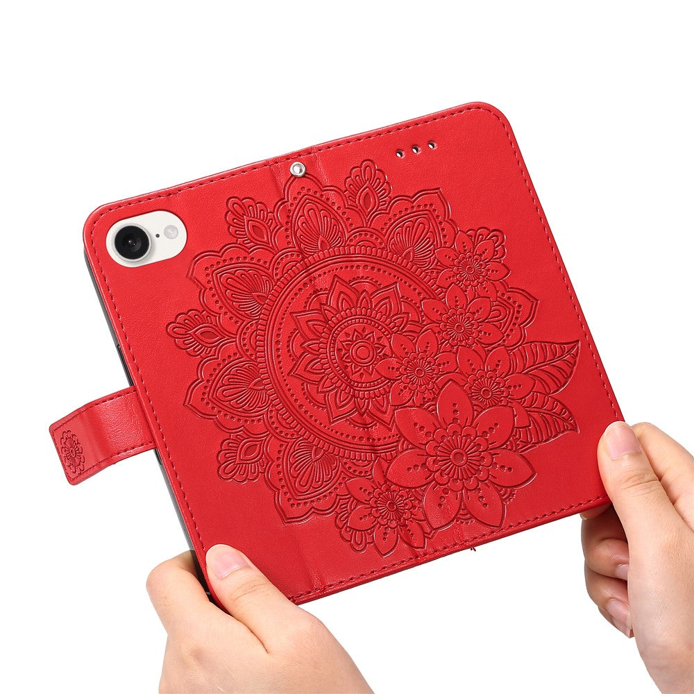 iPhone 17e/16e-skal med blommönster, PU-läder, plånboksfodral, mobilskal