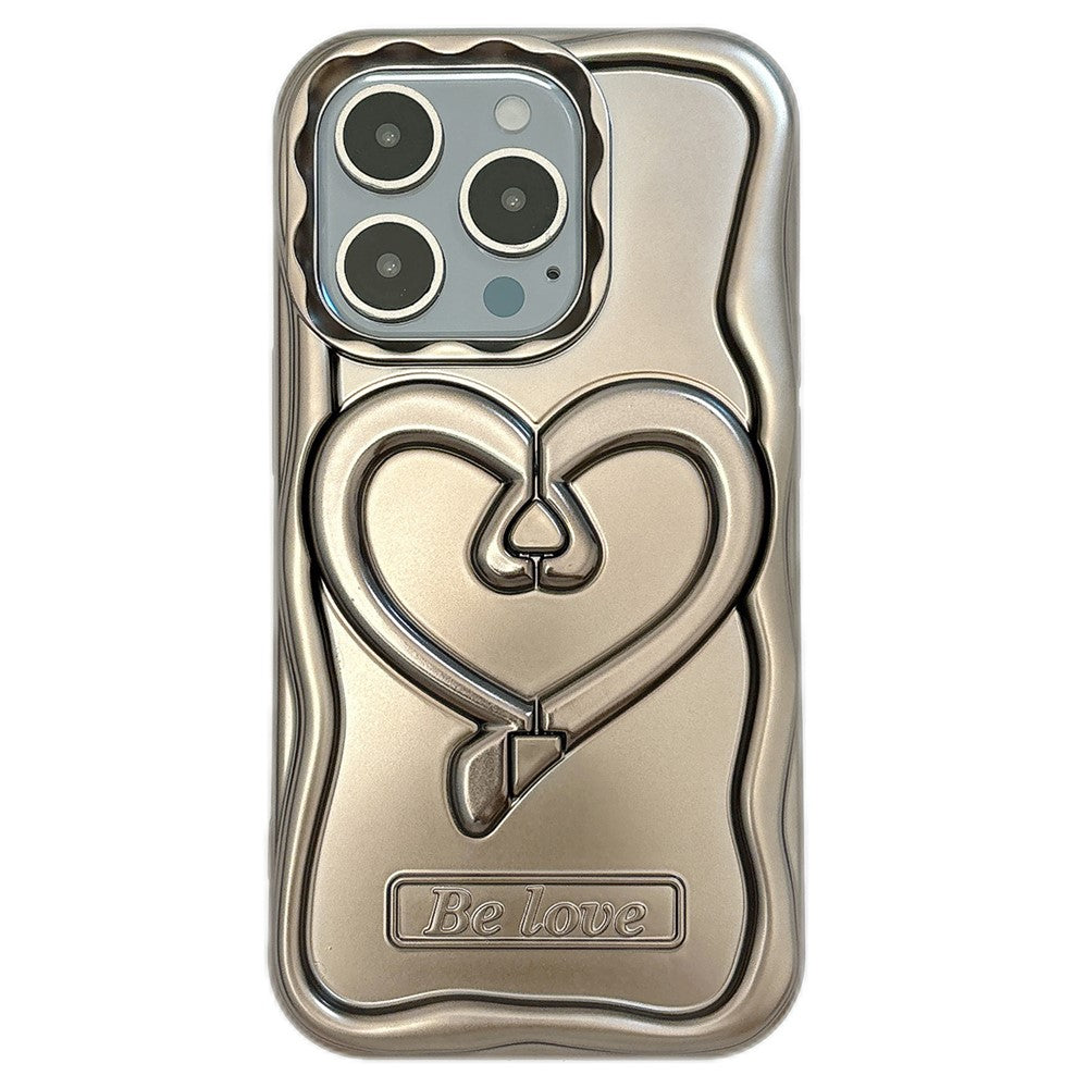 For iPhone 12 Pro Mobile Phone Cover Heart Shape Kickstand TPU Electroplated   Phone Cases