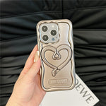 For iPhone 12 Pro Mobile Phone Cover Heart Shape Kickstand TPU Electroplated   Phone Cases