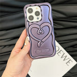For iPhone 12 Pro Mobile Phone Cover Heart Shape Kickstand TPU Electroplated   Phone Cases