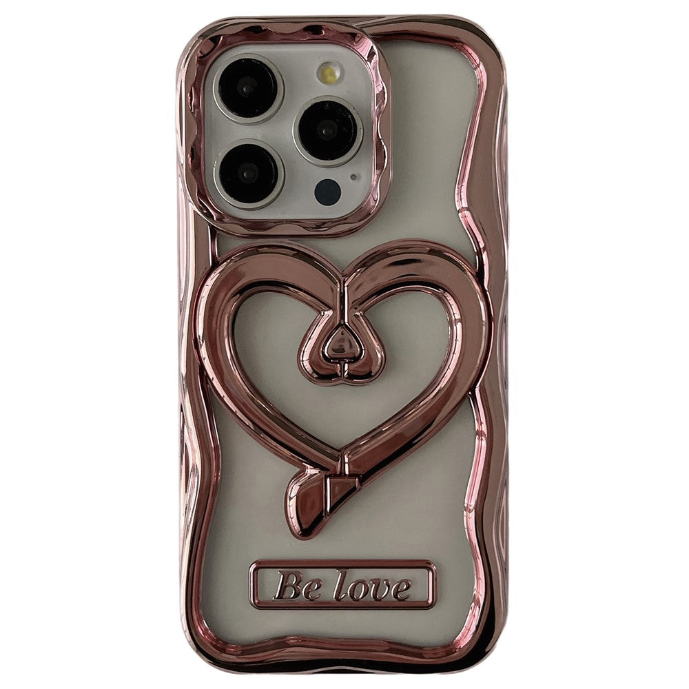 For iPhone 12 Pro Case Stylish Heart Kickstand Phone Cover Electroplated TPU Clear Cell Phone Shell