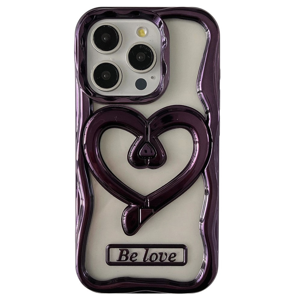 For iPhone 12 Pro Case Stylish Heart Kickstand Phone Cover Electroplated TPU Clear Cell Phone Shell