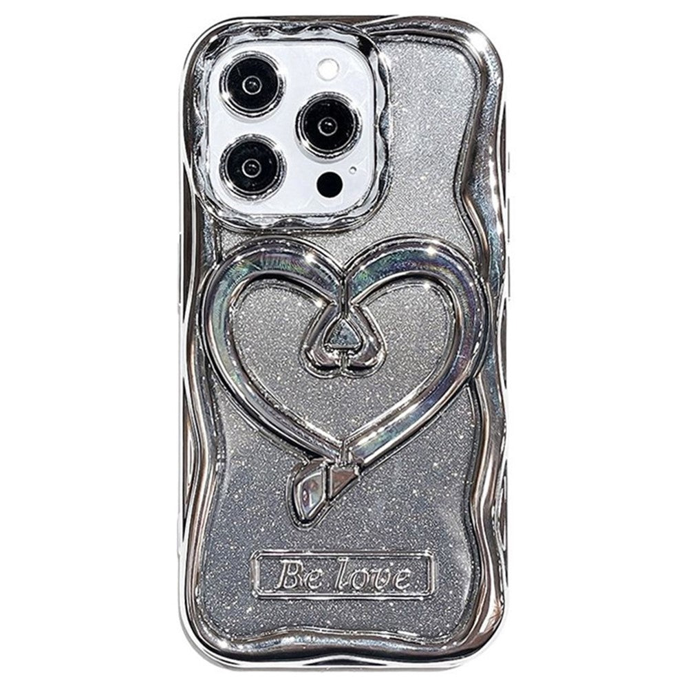 For iPhone 12 Pro Phone Stand Case Electroplated PC Kickstand TPU Cover with Glitter Powder Paper