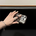 For iPhone 12 Pro Phone Stand Case Electroplated PC Kickstand TPU Cover with Glitter Powder Paper