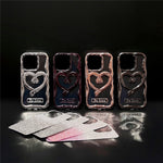 For iPhone 12 Pro Phone Stand Case Electroplated PC Kickstand TPU Cover with Glitter Powder Paper