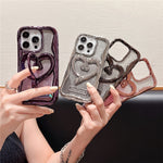 For iPhone 12 Pro Phone Stand Case Electroplated PC Kickstand TPU Cover with Glitter Powder Paper