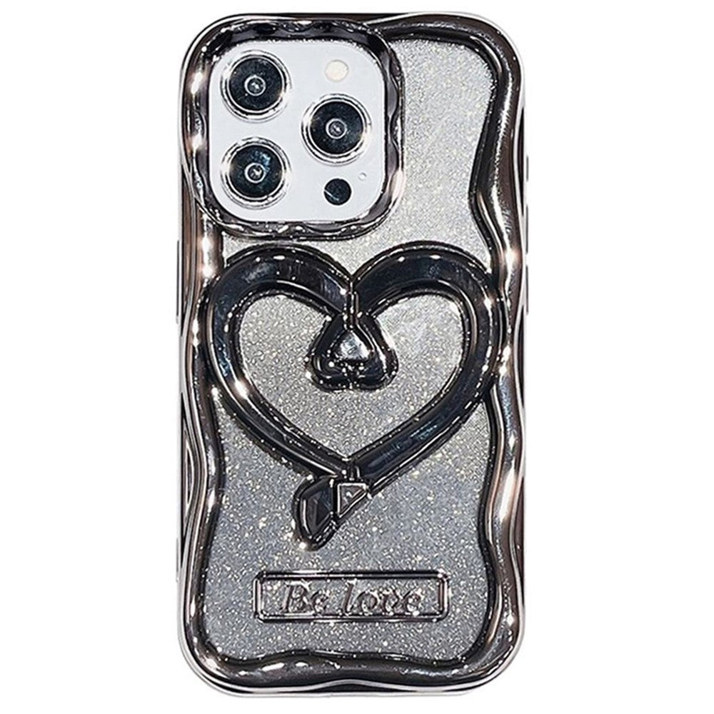For iPhone 12 Pro Phone Stand Case Electroplated PC Kickstand TPU Cover with Glitter Powder Paper