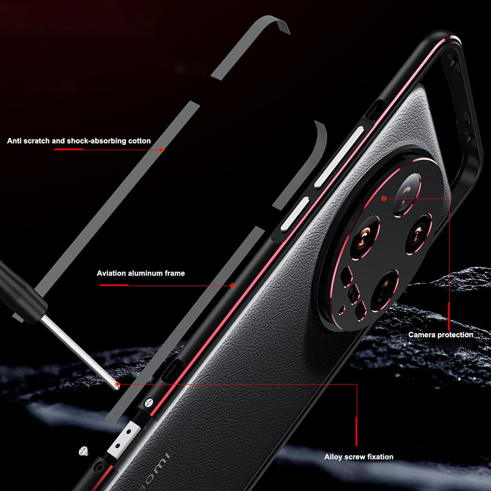 For Xiaomi 14 Ultra  Phone Bumper Case Anti-Drop Metal Frame Shell with Camera Rear Lens Cover