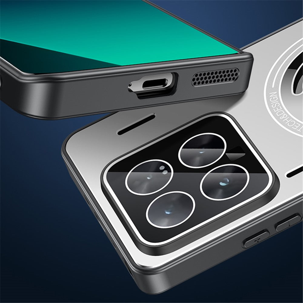 For Xiaomi 14 Pro Magnetic Case TPU Frame+Metal Back Phone Cover Built-In Lens Film