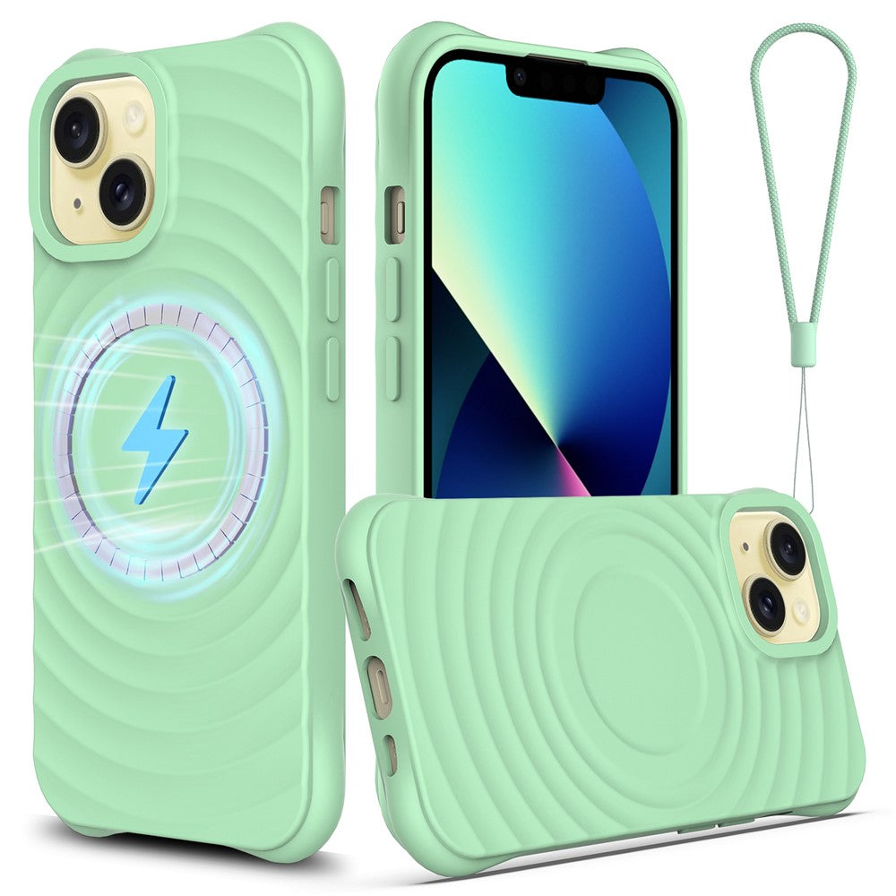 Skal för iPhone 13, kompatibelt med Magsafe Ripple Texture Liquid Silicone Soft Phone Cover