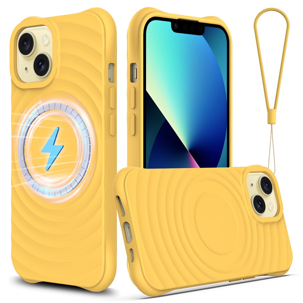 Skal för iPhone 13, kompatibelt med Magsafe Ripple Texture Liquid Silicone Soft Phone Cover