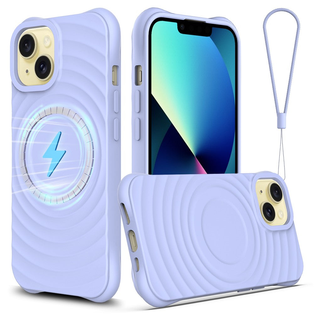 Skal för iPhone 13, kompatibelt med Magsafe Ripple Texture Liquid Silicone Soft Phone Cover