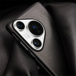 QIALINO For Huawei Pura 70 Case Flip Genuine Cow Leather Window View Phone Cover
