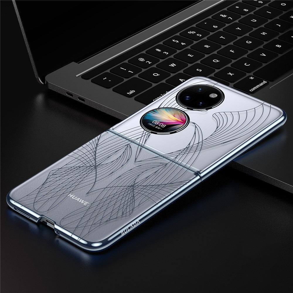 SULADA For Huawei P50 Pocket Phone Case Clear PC Laser Carving Shockproof Phone Cover