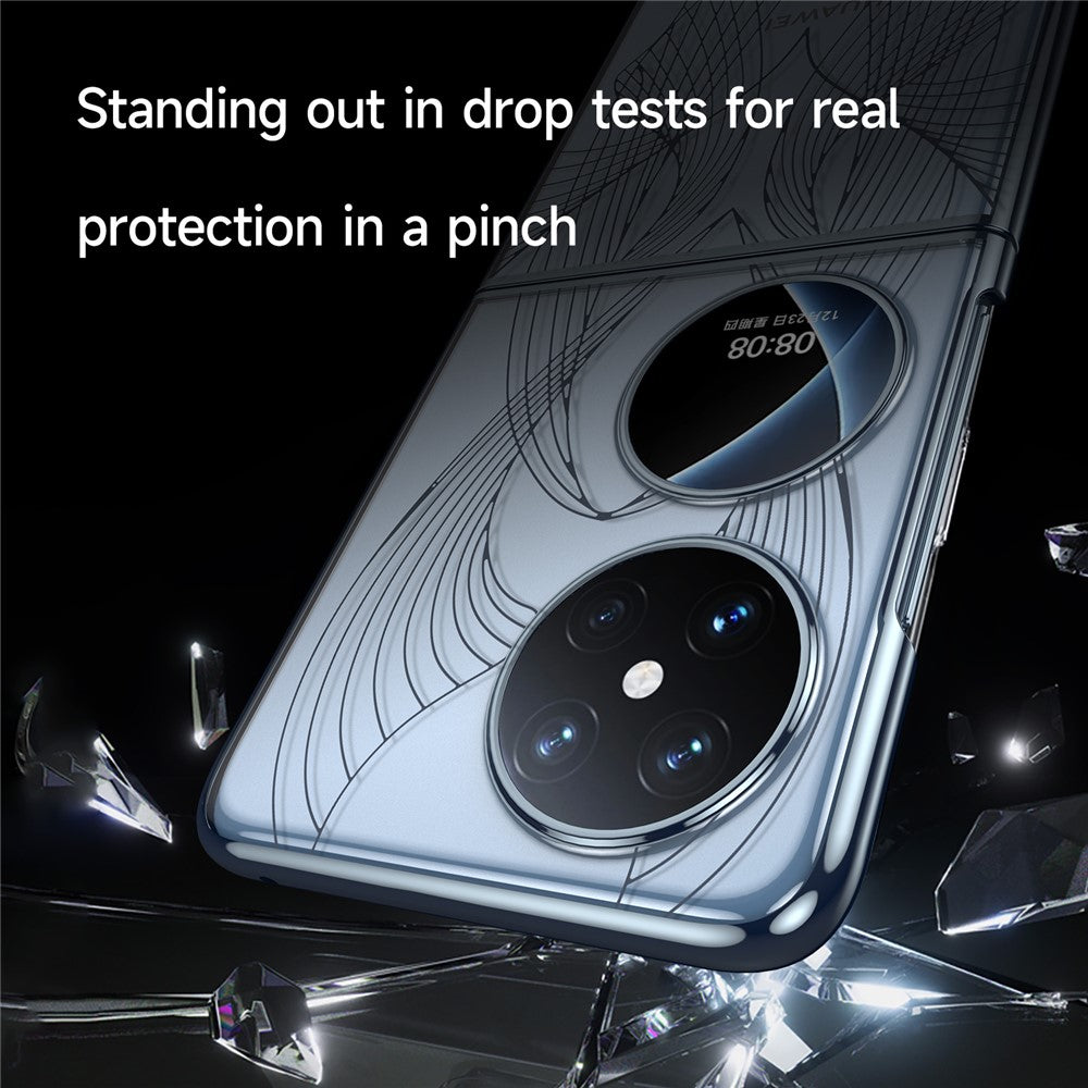 SULADA For Huawei P50 Pocket Phone Case Clear PC Laser Carving Shockproof Phone Cover