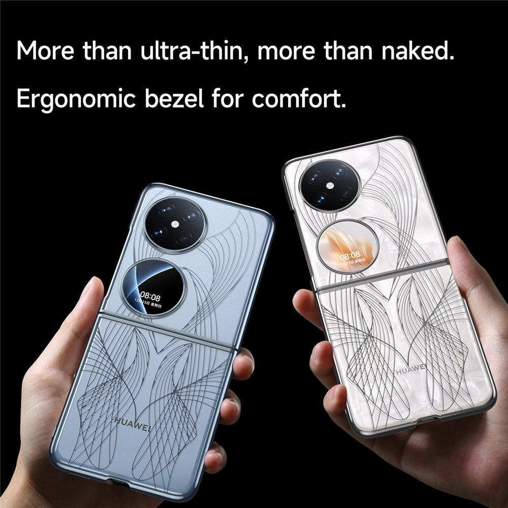 SULADA For Huawei P50 Pocket Phone Case Clear PC Laser Carving Shockproof Phone Cover