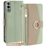 For OnePlus Nord CE4 5G Leather Case Zipper Wallet Stand Phone Cover with Mirror Function