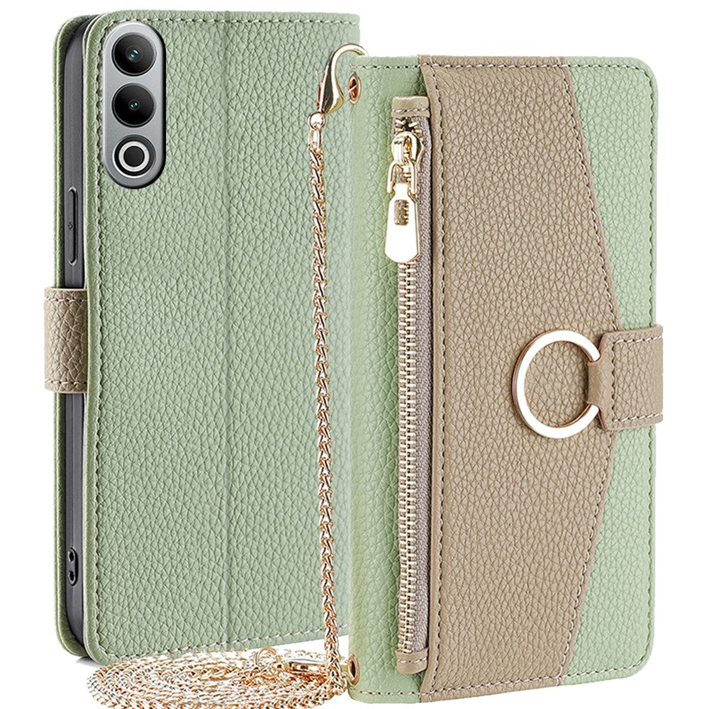 For OnePlus Nord CE4 5G Leather Case Zipper Wallet Stand Phone Cover with Mirror Function