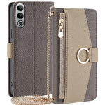 For OnePlus Nord CE4 5G Leather Case Zipper Wallet Stand Phone Cover with Mirror Function