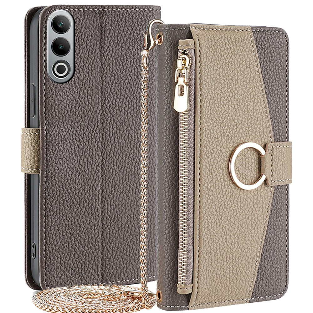 For OnePlus Nord CE4 5G Leather Case Zipper Wallet Stand Phone Cover with Mirror Function