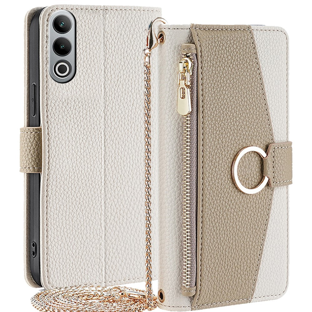 For OnePlus Nord CE4 5G Leather Case Zipper Wallet Stand Phone Cover with Mirror Function