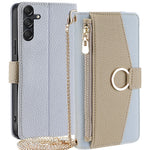 Til Samsung Galaxy M55 5G / C55 5G / F55 5G Etui Lynlåspung Stander Telefon Lædercover med Spejldesign