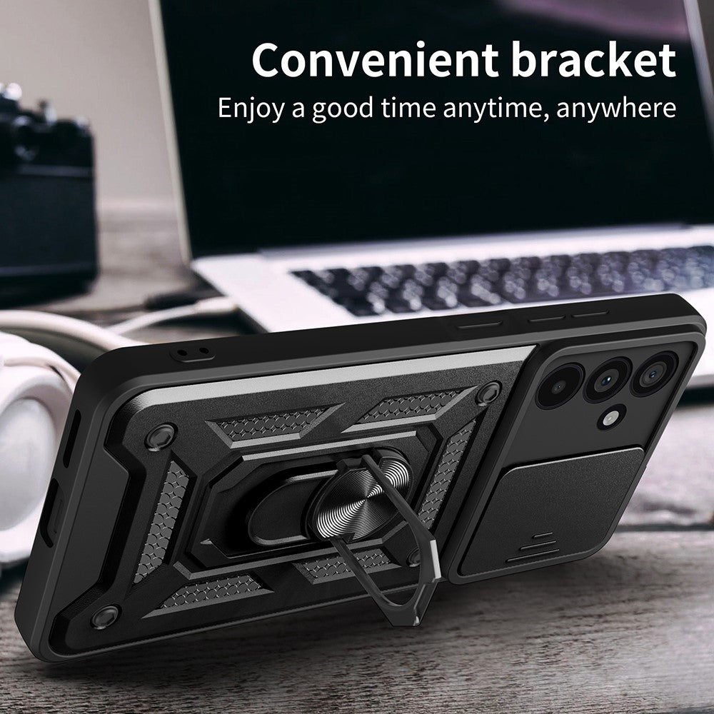 For Samsung Galaxy M55 5G / C55 5G / F55 5G Case Kickstand PC+TPU Phone Shell with Slide Camera Protective Cover