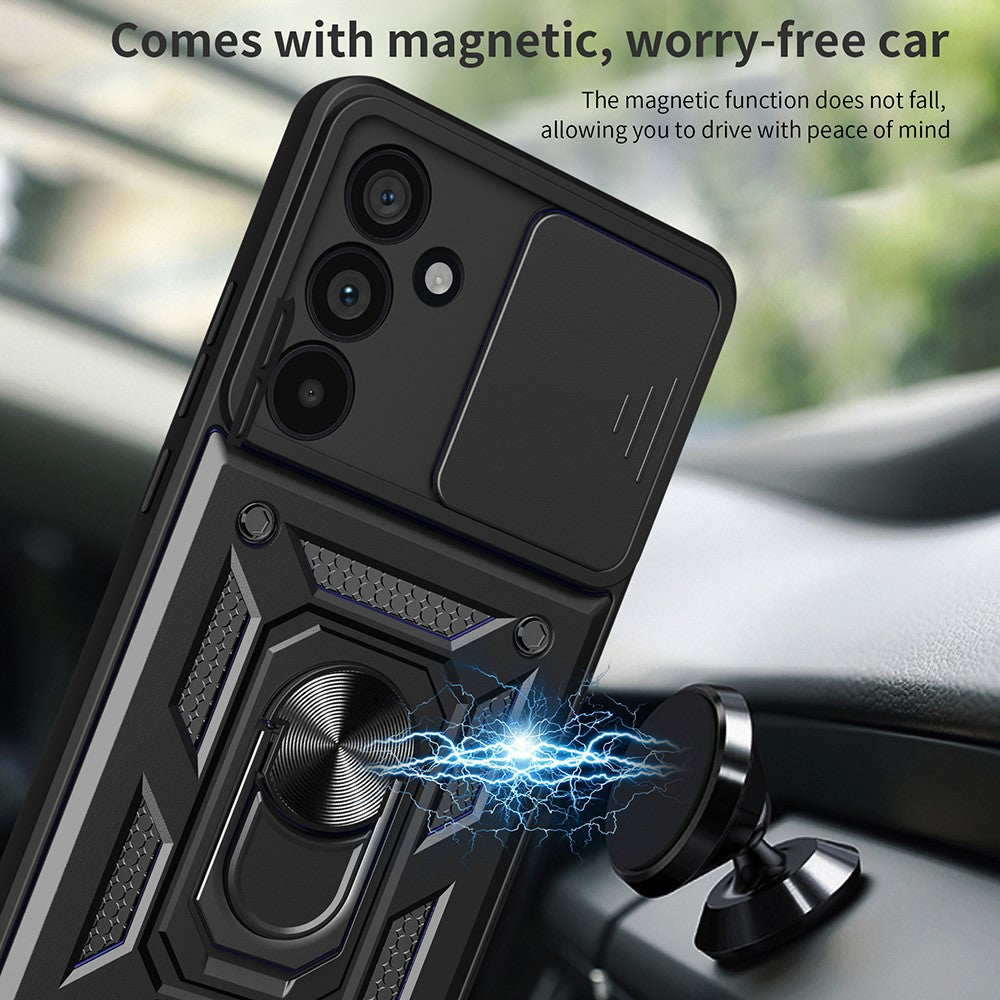 For Samsung Galaxy M55 5G / C55 5G / F55 5G Case Kickstand PC+TPU Phone Shell with Slide Camera Protective Cover