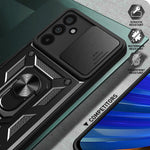 For Samsung Galaxy M55 5G / C55 5G / F55 5G Case Kickstand PC+TPU Phone Shell with Slide Camera Protective Cover
