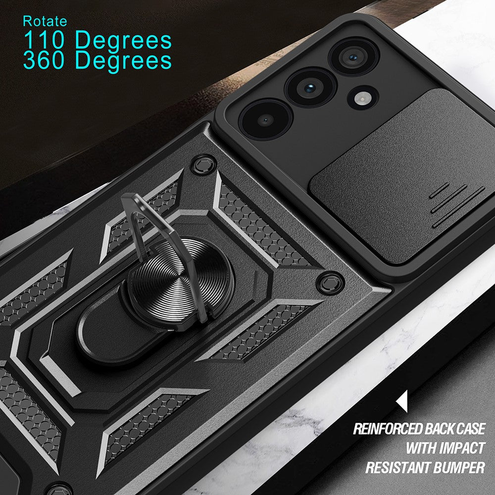 For Samsung Galaxy M55 5G / C55 5G / F55 5G Case Kickstand PC+TPU Phone Shell with Slide Camera Protective Cover