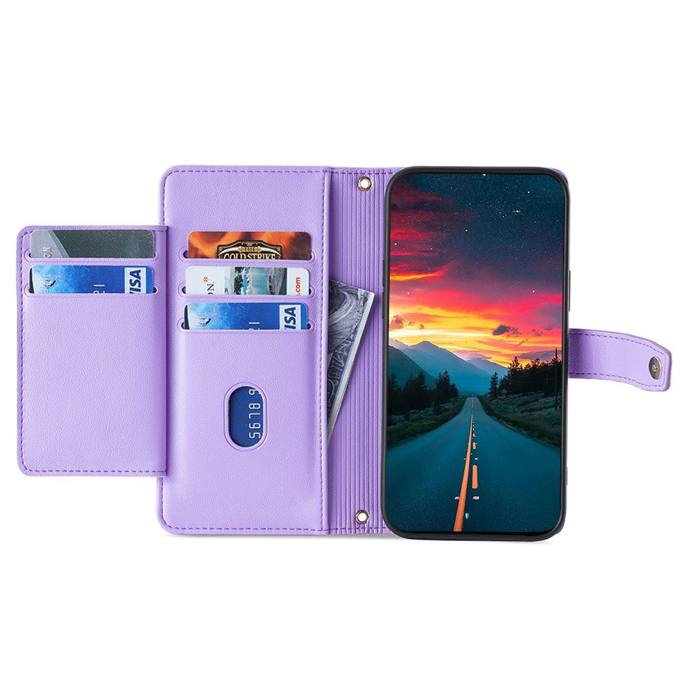For Samsung Galaxy M55 5G / C55 5G / F55 5G Wallet Case PU Leather Zipper Phone Cover with 2 Straps
