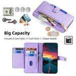 For Samsung Galaxy M55 5G / C55 5G / F55 5G Wallet Case PU Leather Zipper Phone Cover with 2 Straps