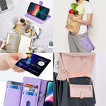 For Samsung Galaxy M55 5G / C55 5G / F55 5G Wallet Case PU Leather Zipper Phone Cover with 2 Straps