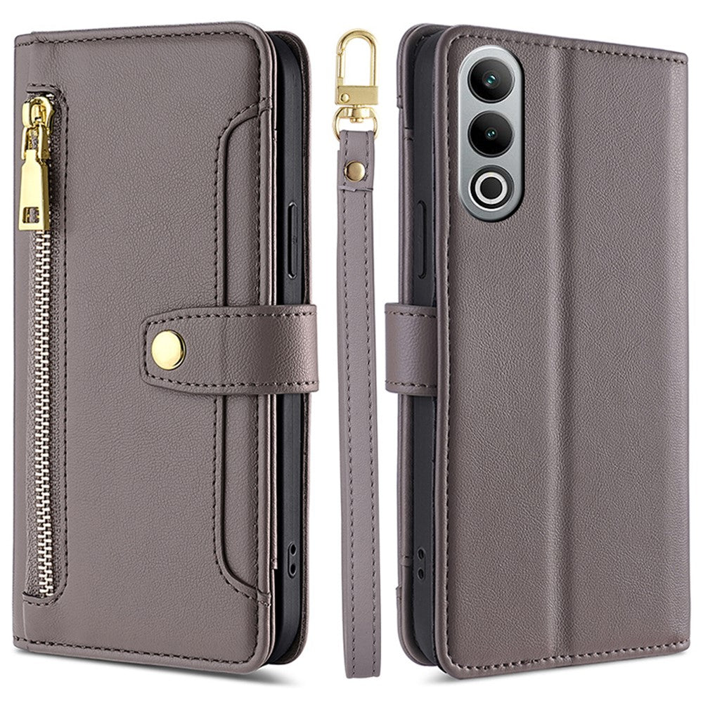 For OnePlus Nord CE4 5G Case Shock-Absorbent Leather Phone Cover with Zipper Wallet