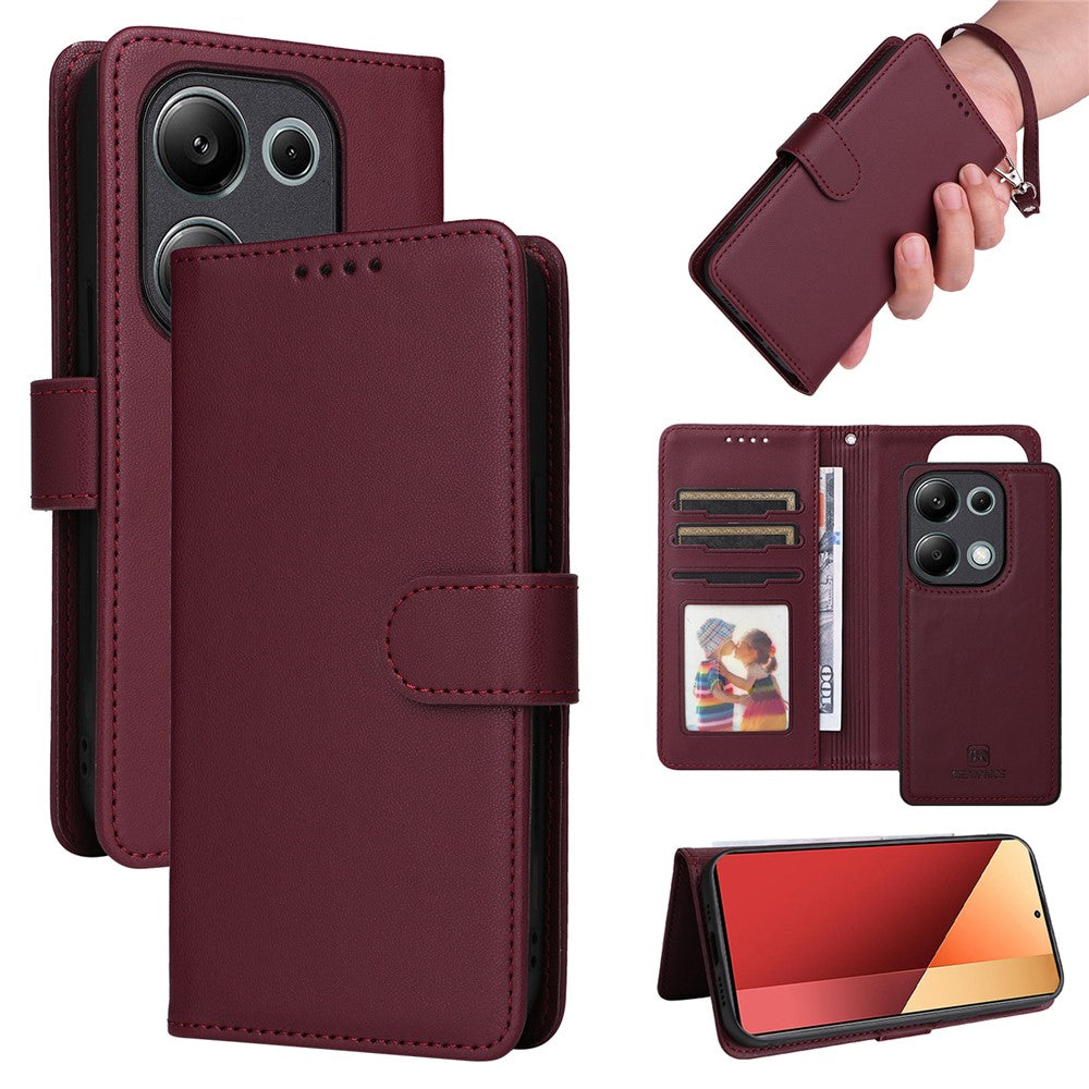 For Xiaomi Redmi Note 14S 4G / Note 13 Pro 4G / Poco M6 Pro 4G Magnetic Case BETOPNICE Detachable PU Leather Phone Cover with Strap