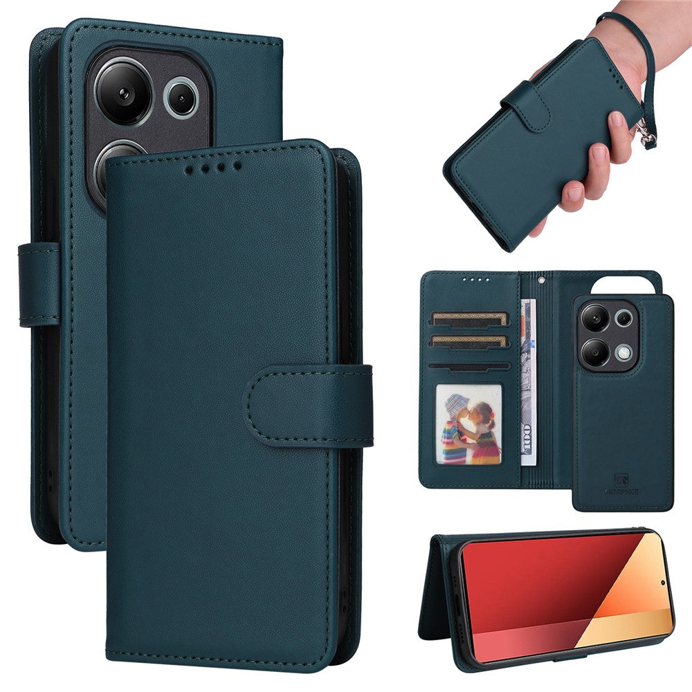 For Xiaomi Redmi Note 14S 4G / Note 13 Pro 4G / Poco M6 Pro 4G Magnetic Case BETOPNICE Detachable PU Leather Phone Cover with Strap