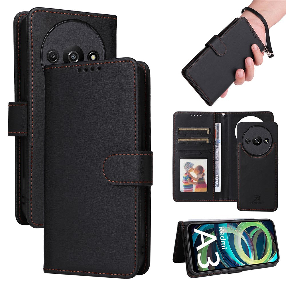 For Xiaomi Redmi A3 4G / Poco C61 4G Magnetic Case BETOPNICE Detachable PU Leather Phone Cover with Strap