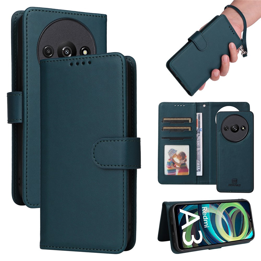 For Xiaomi Redmi A3 4G / Poco C61 4G Magnetic Case BETOPNICE Detachable PU Leather Phone Cover with Strap