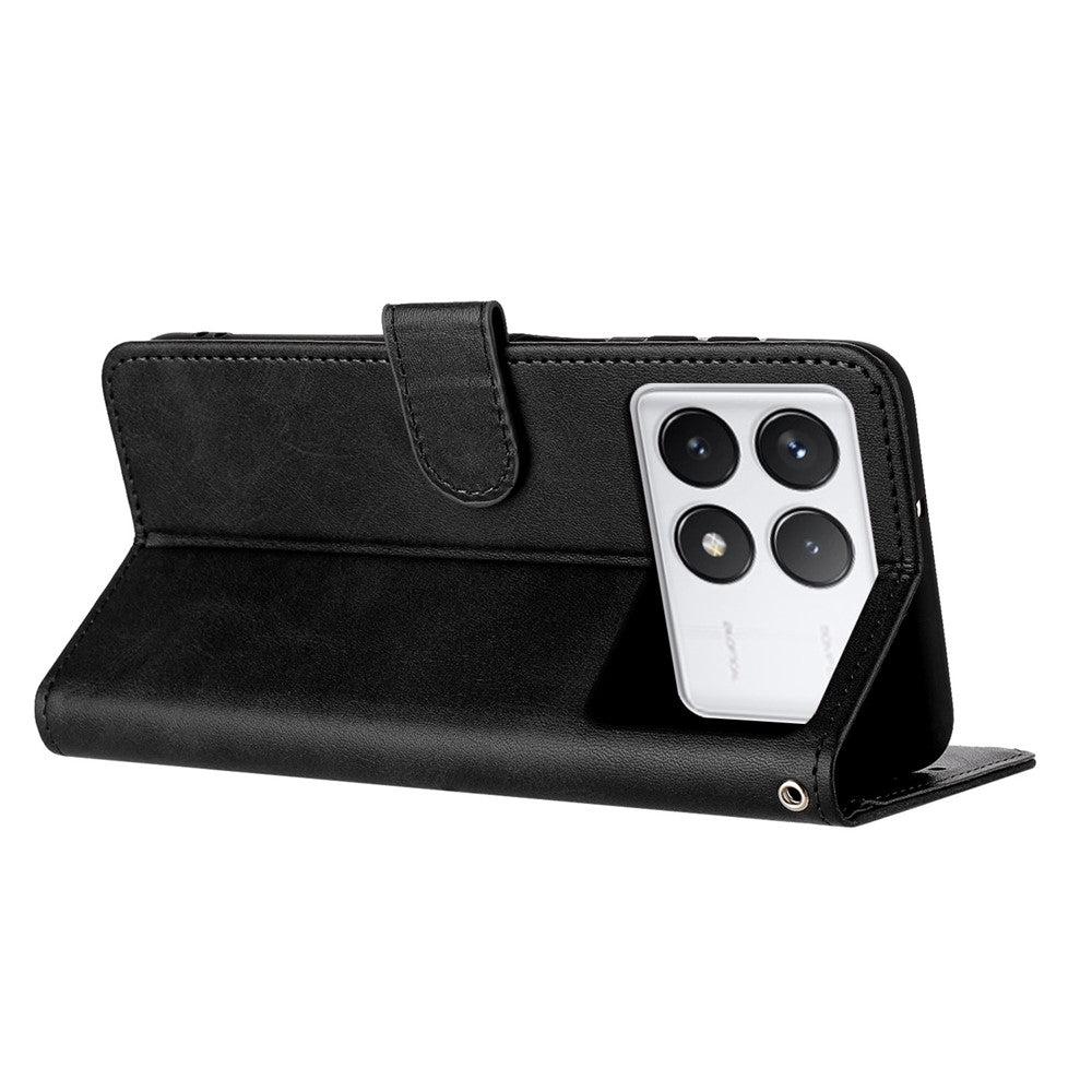 For Xiaomi Redmi K70E 5G / Poco X6 Pro 5G Case TPU+PU Leather Phone Shell with Wrist Strap
