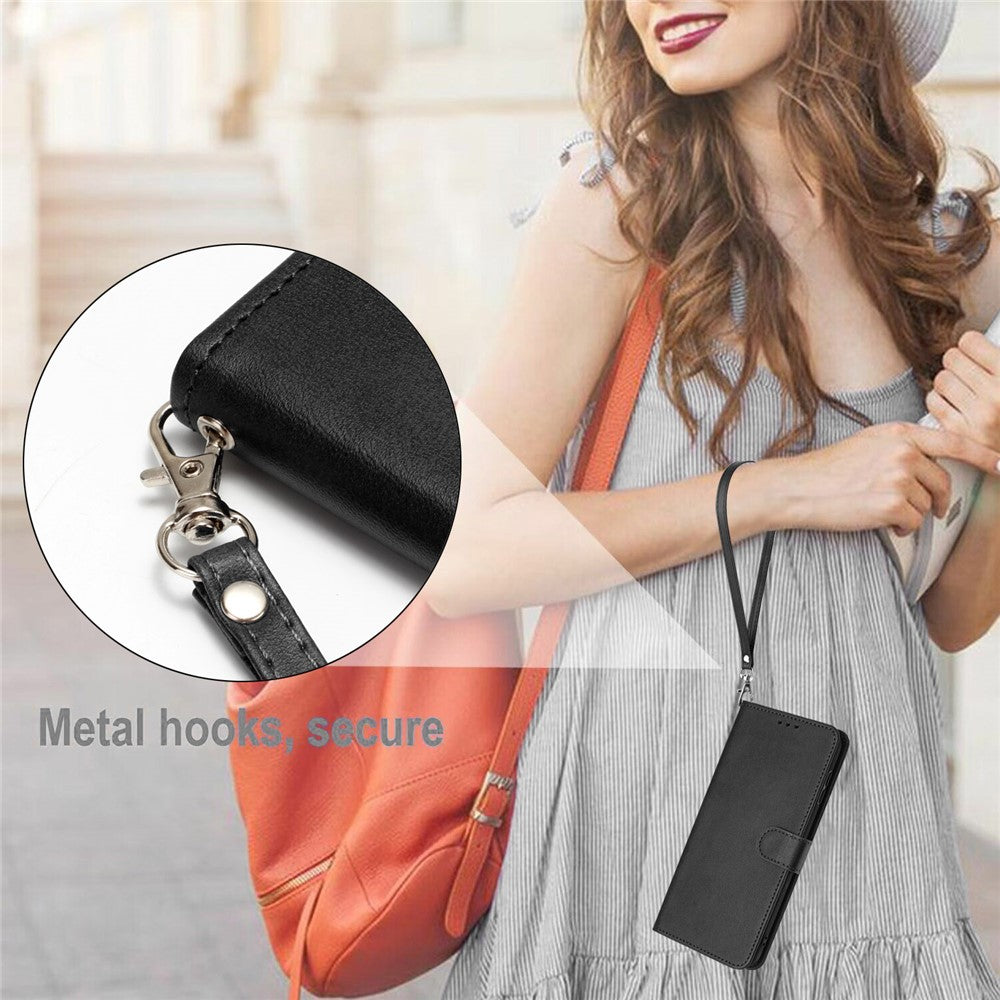 For Xiaomi Redmi K70E 5G / Poco X6 Pro 5G Case TPU+PU Leather Phone Shell with Wrist Strap