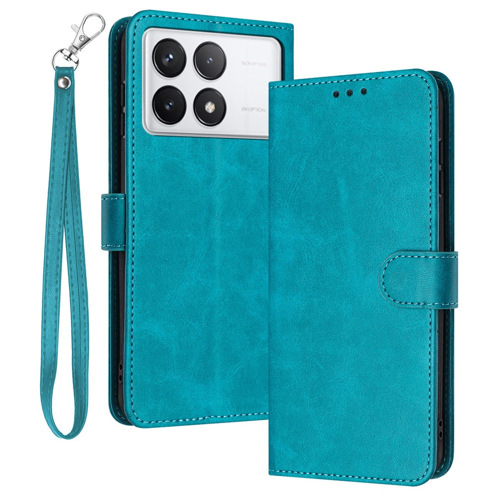 For Xiaomi Redmi K70E 5G / Poco X6 Pro 5G Case TPU+PU Leather Phone Shell with Wrist Strap