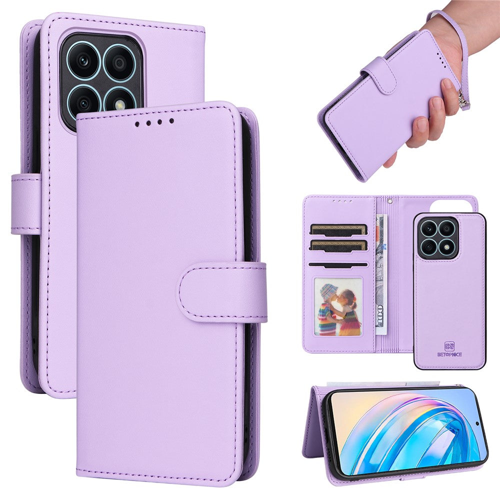For Honor X8a 4G Magnetic Case BETOPNICE Detachable PU Leather Phone Cover with Strap